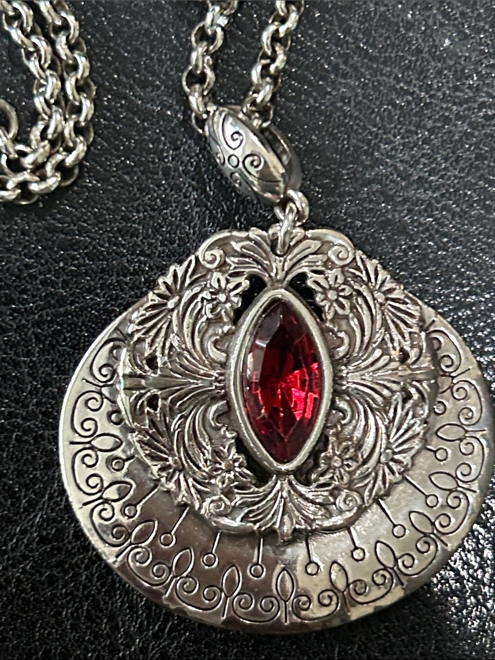 Brighton Silver-Tone Necklace, Bracelet & Earrings with Red Stones